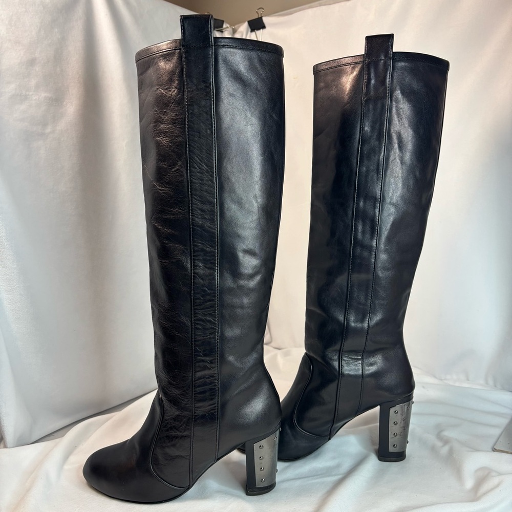 Rare REBECCA MINKOFF Sari Leather Black Leather Boots Sz 5 - Picture 8 of 11